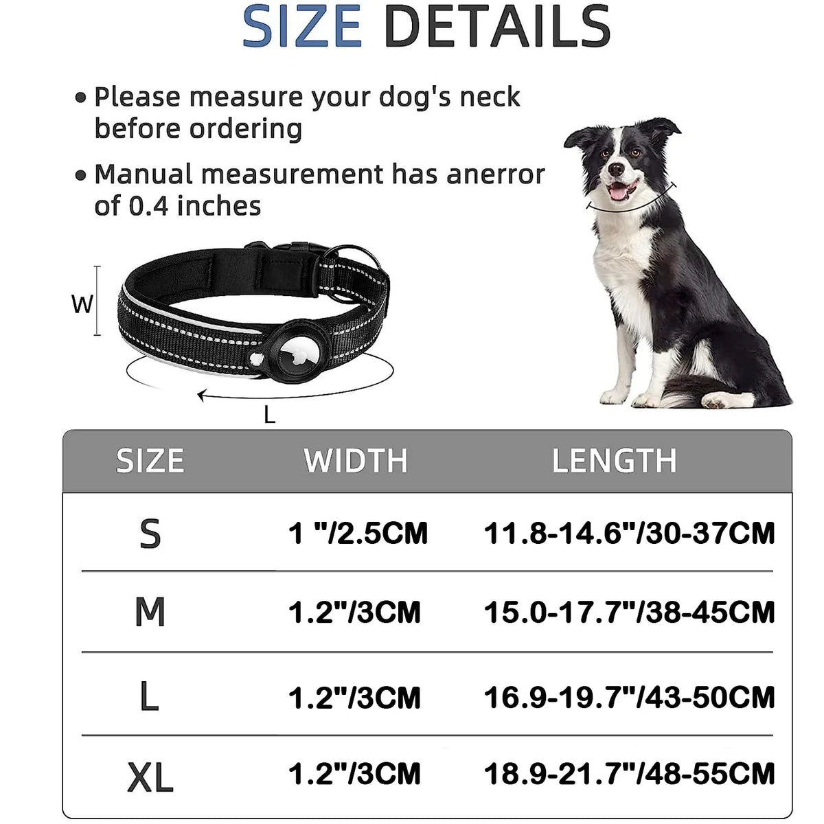 Find-oo Tiere Hundehalsband mit Tracker-Halterung – Reflektierend, Gepolstert & Verstellbar