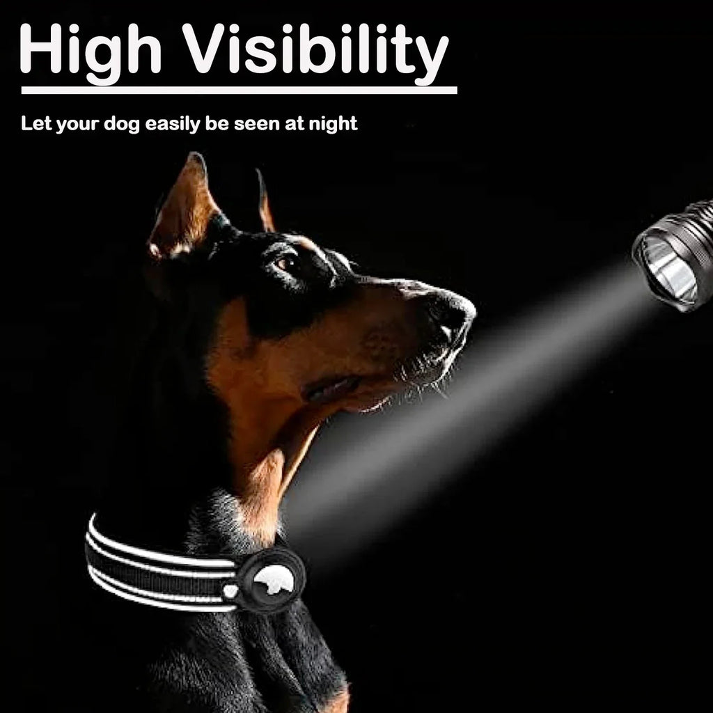 Find-oo Tiere Hundehalsband mit Tracker-Halterung – Reflektierend, Gepolstert & Verstellbar