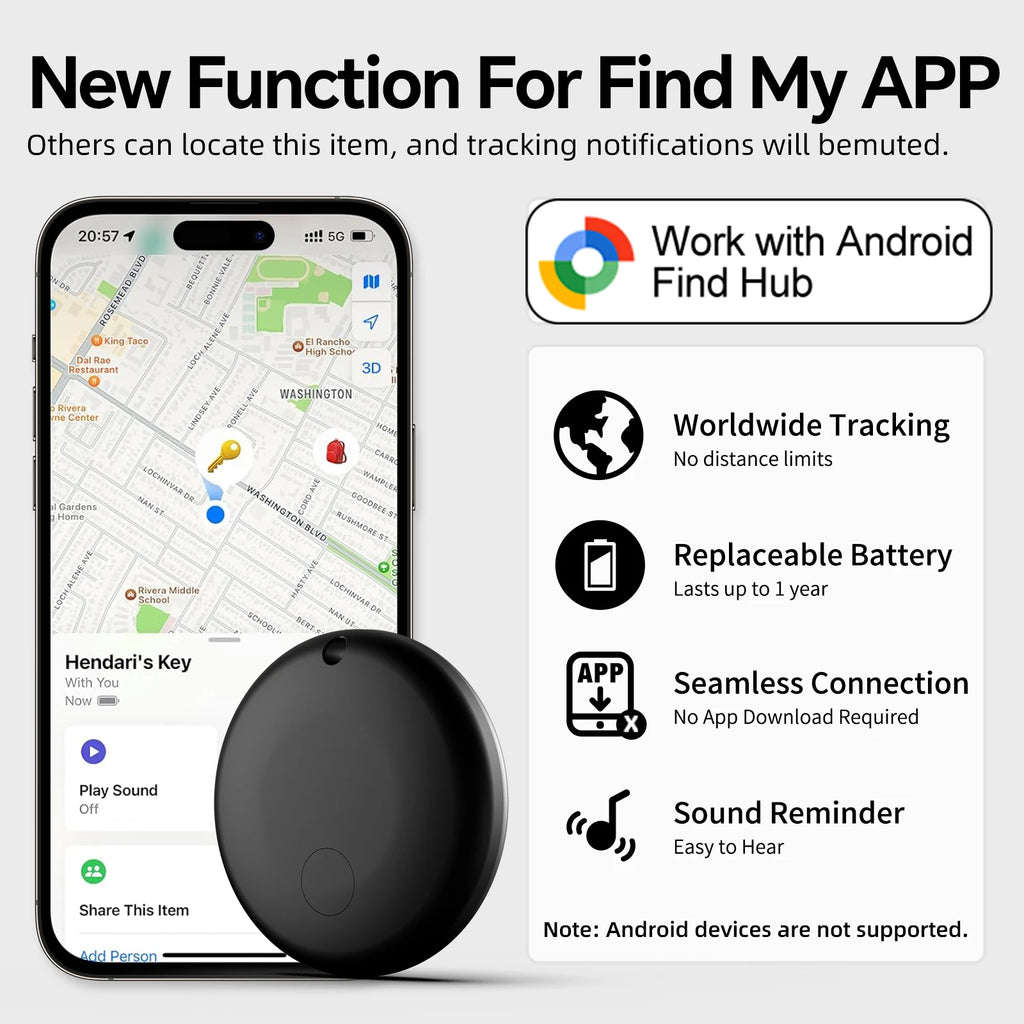 Find-oo Tag Mini Bluetooth-Tracker für Android – Kompatibel mit Google „Mein Gerät finden“
