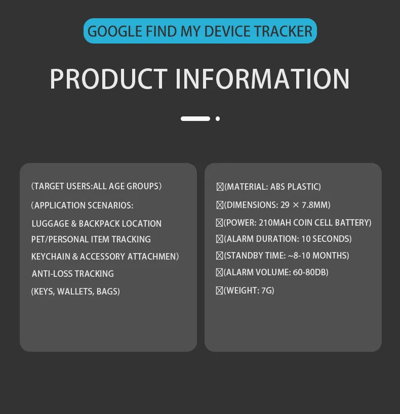Find-oo Tag Mini Bluetooth-Tracker für Android – Kompatibel mit Google „Mein Gerät finden“