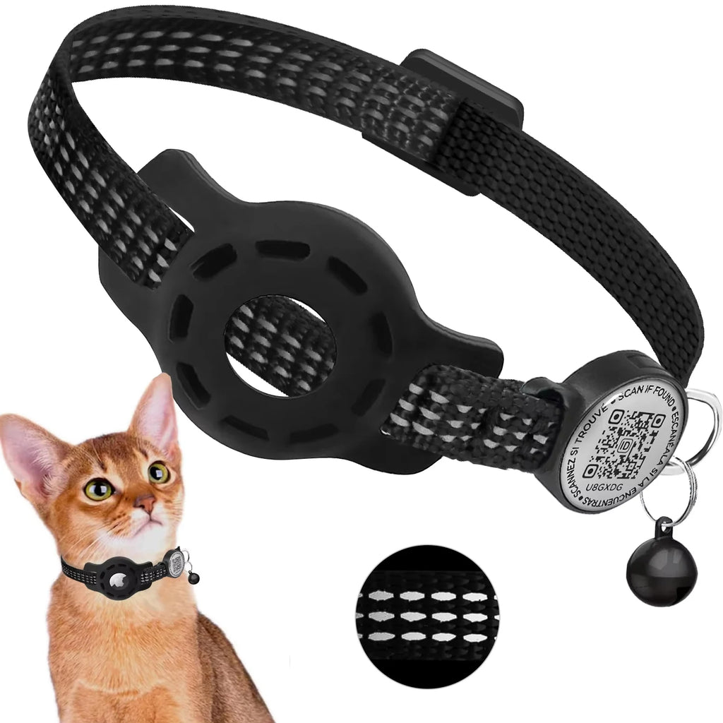 Find-oo Kätzchen Find-oo Katzenhalsband mit QR-Code & Tracker-Halterung – Reflektierend & Sicherheitsverschluss