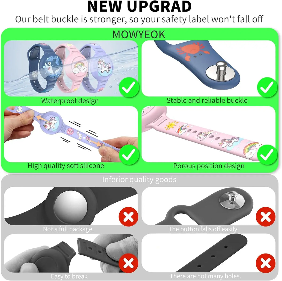 Find-oo Kinder Armband für Bluetooth-Tracker – Wasserdichtes Silikon-Armband mit versteckter Halterung