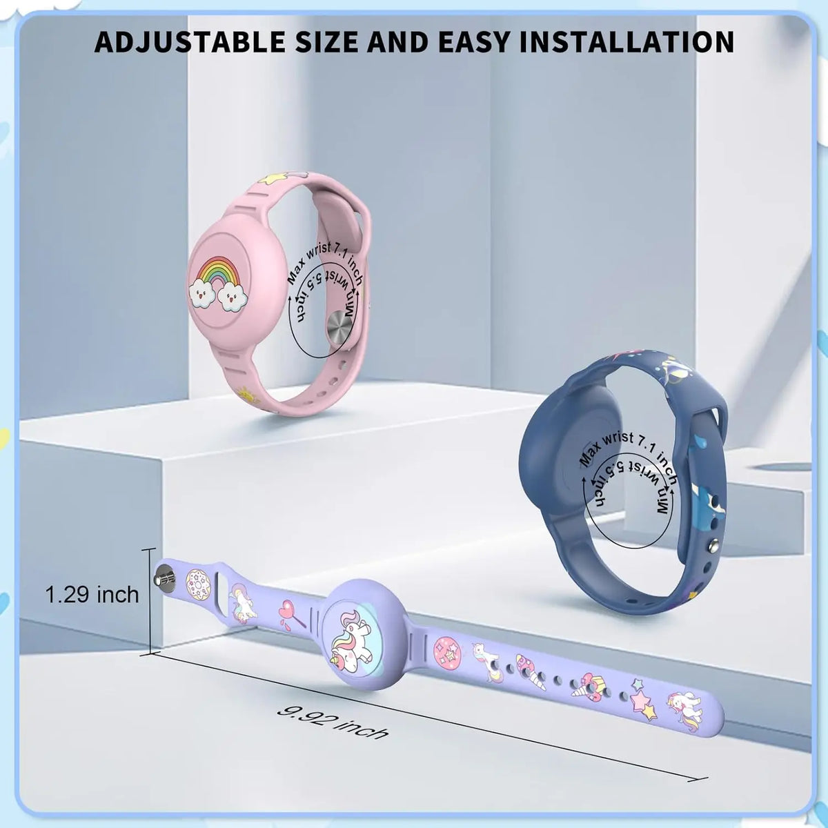 Find-oo Kinder Armband für Bluetooth-Tracker – Wasserdichtes Silikon-Armband mit versteckter Halterung