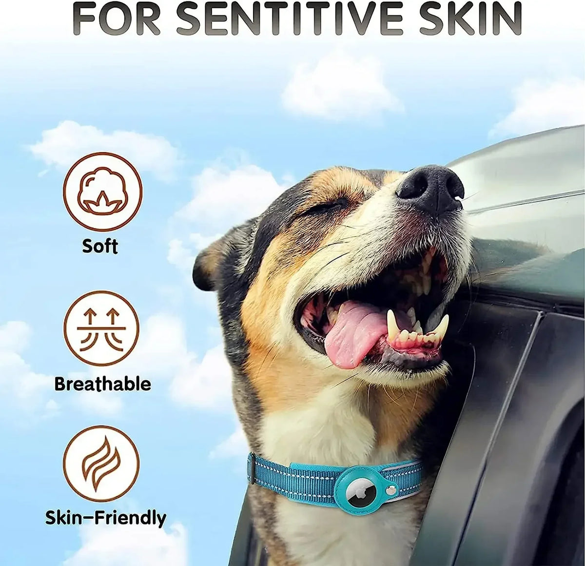 Find-oo Tiere Hundehalsband mit Tracker-Halterung – Reflektierend, Gepolstert & Verstellbar