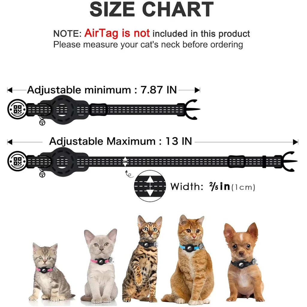 Find-oo Kätzchen Find-oo Katzenhalsband mit QR-Code & Tracker-Halterung – Reflektierend & Sicherheitsverschluss