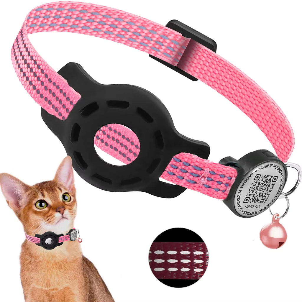 Find-oo Kätzchen Find-oo Katzenhalsband mit QR-Code & Tracker-Halterung – Reflektierend & Sicherheitsverschluss