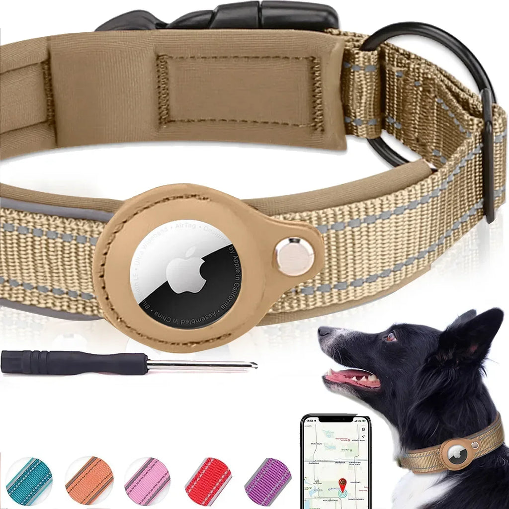 Find-oo Tiere Hundehalsband mit Tracker-Halterung – Reflektierend, Gepolstert & Verstellbar