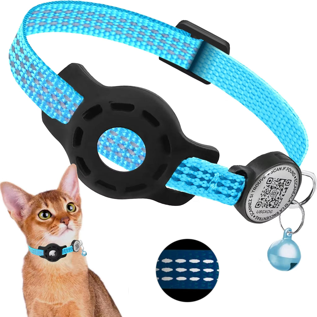 Find-oo Kätzchen Find-oo Katzenhalsband mit QR-Code & Tracker-Halterung – Reflektierend & Sicherheitsverschluss